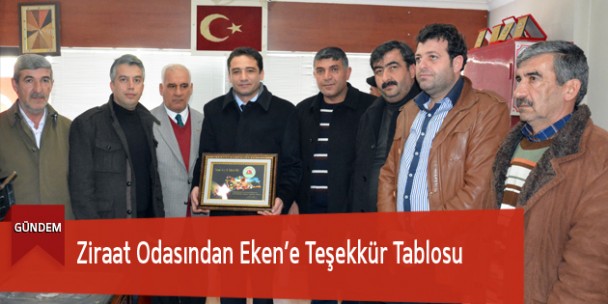 Ziraat Odasından Eken’e Teşekkür Tablosu