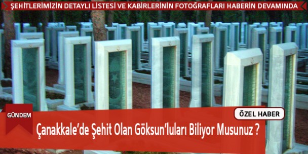 Çanakkale’de Şehit Olan Göksun’luları Biliyor Musunuz ?