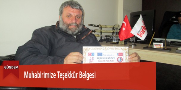 Muhabirimize Teşekkür Belgesi