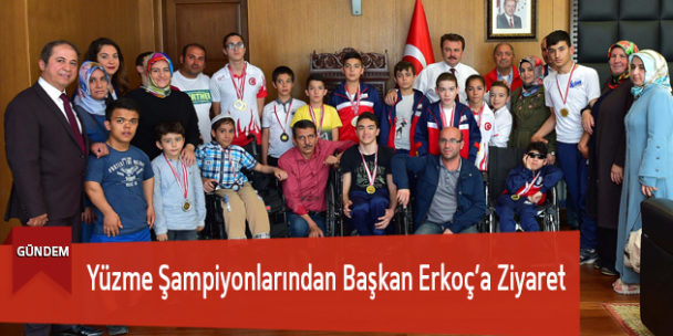 Yüzme Şampiyonlarından Başkan Erkoç’a Ziyaret