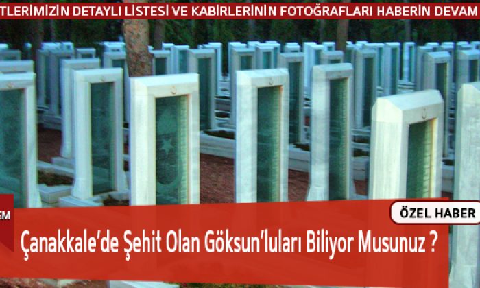 Çanakkale’de Şehit Olan Göksun’luları Biliyor Musunuz ?