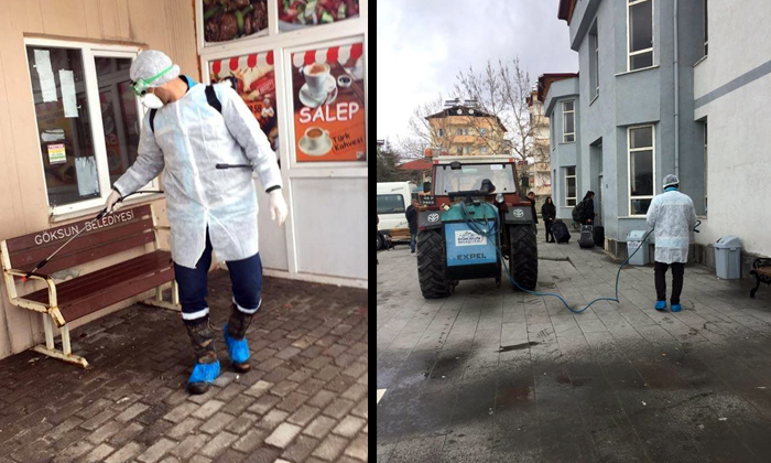 Göksun’da Sağlık Müdürlüğü İle Belediyeden Dezenfekte Çalışması